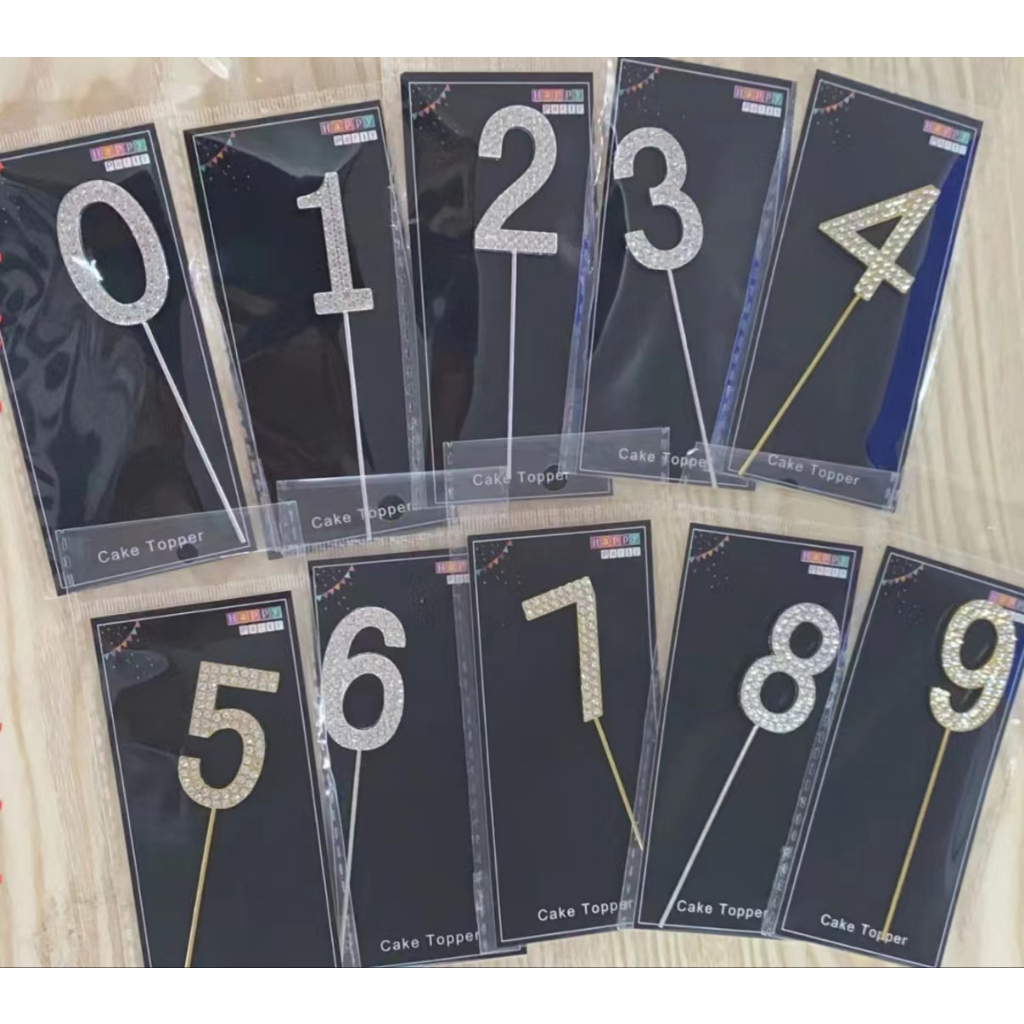 Que Cắm Bánh Kem Sinh Nhât Số Hợp Kim Vàng Bạc Đính Đá Cao Cấp, Phụ Kiện Trang Trí Bánh Sinh Nhật