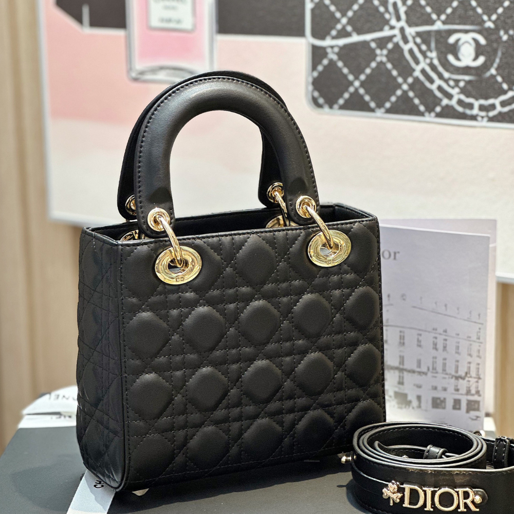 Túi Xách Nữ Dio Lady Small, Size 20, Chất Liệu Lambskin, Form Đứng Da Mềm, Tag Sáng Bóng Chuẩn Auth, Bảo Hành 12 Tháng