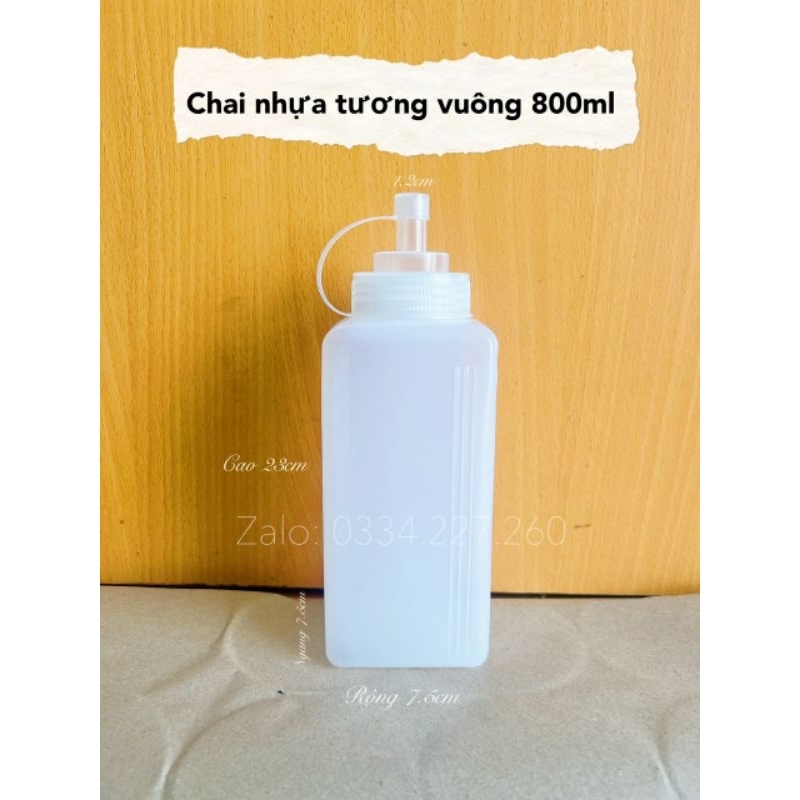 [HOẢ TỐC] Chai nhựa đựng sốt, siro ,bình giữ nhiệt nhựa vuông 800ml 1000ml đựng tương ớt ✓Chai lọ nhựa® ✓có Vạch chia