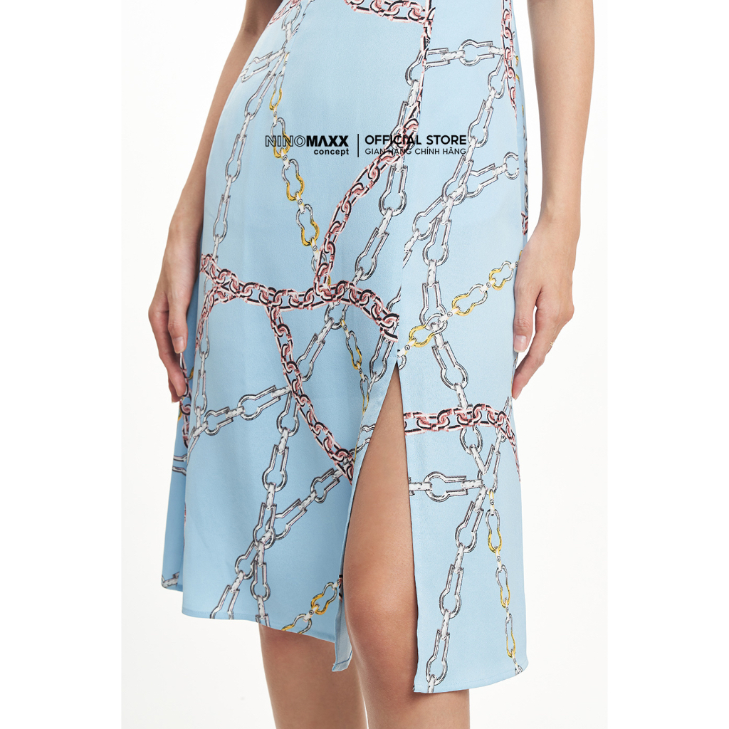N&M Đầm Nữ in họa tiết Chain Print Luxury cổ đổ 2211005