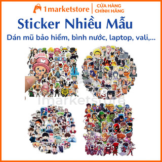 Sticker hình dán nhiều mẫu avenger, one piece, naruto, BTS dán mũ bảo hiểm, laptop,...marvel,sasuke,người nhện, luffy...