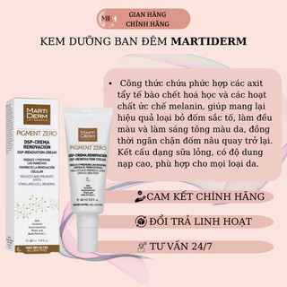 Kem đêm làm sáng da, mờ nám martiderm pigment zero dsp renovation cream 40ml