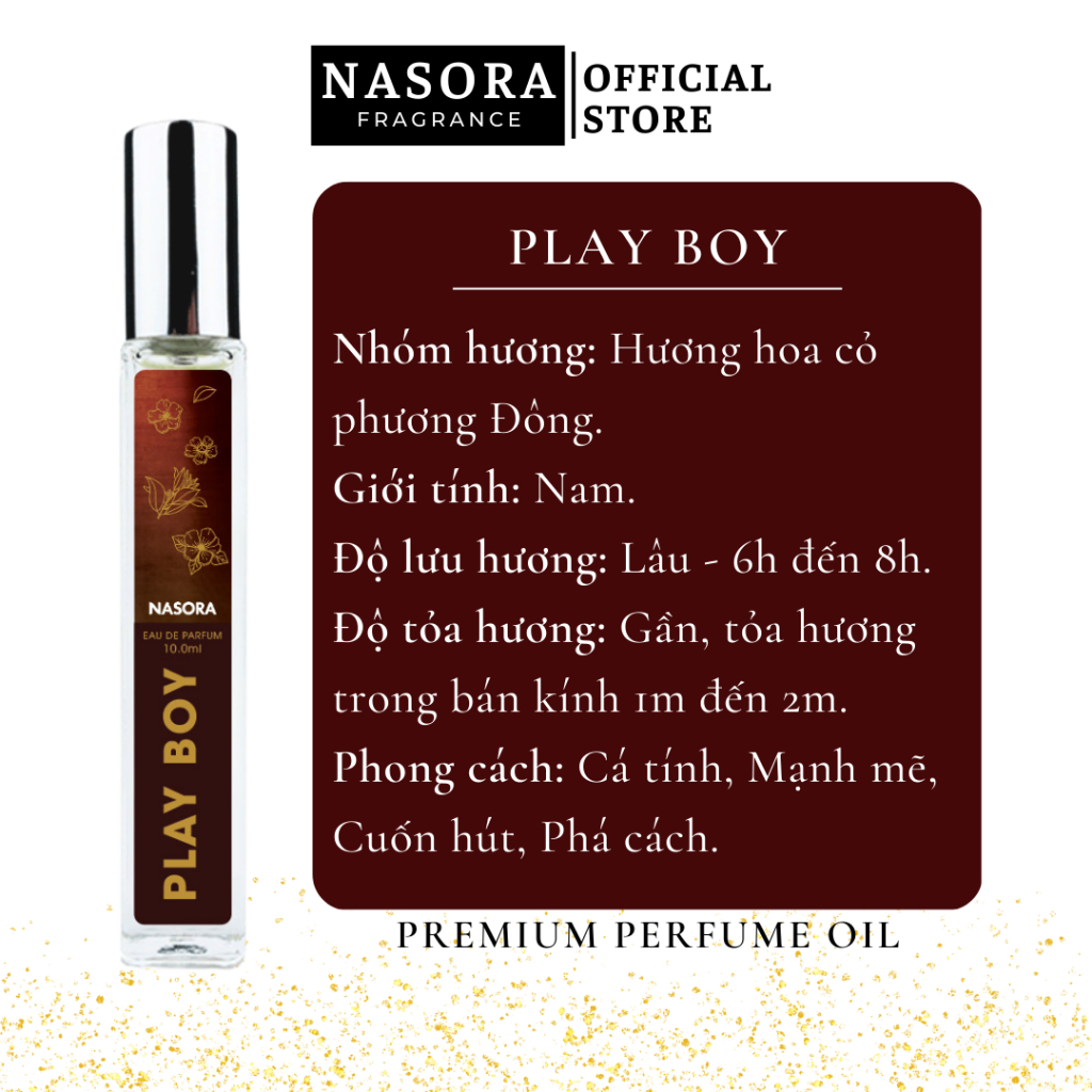 BST Nước Hoa Nam NASORA Hương Thơm Mạnh Mẽ, Điềm Tĩnh, Nam Tính, Quyến Rũ, Nguyên Liệu Từ Pháp, Dạng Xịt 10ML