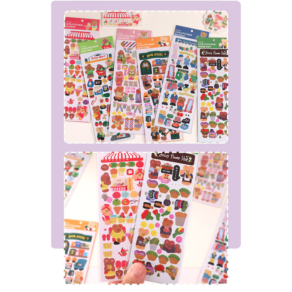 Zanmo tấm hình dán sticker gấu dễ thương phong cách hàn quốc