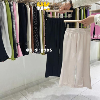 Quần suông cho bé gái HK KIDS, quần thun tăm xuông ống rộng dáng dài thời trang mùa hè sz đại cho bé từ 4-8 tuổi