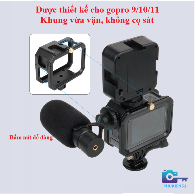 Khung Nhôm Siêu Nhẹ Cho Gopro 9/10/11- Khung bảo vệ Gopro- Phụ kiện cam hành trình giá rẻ | BigBuy360 - bigbuy360.vn