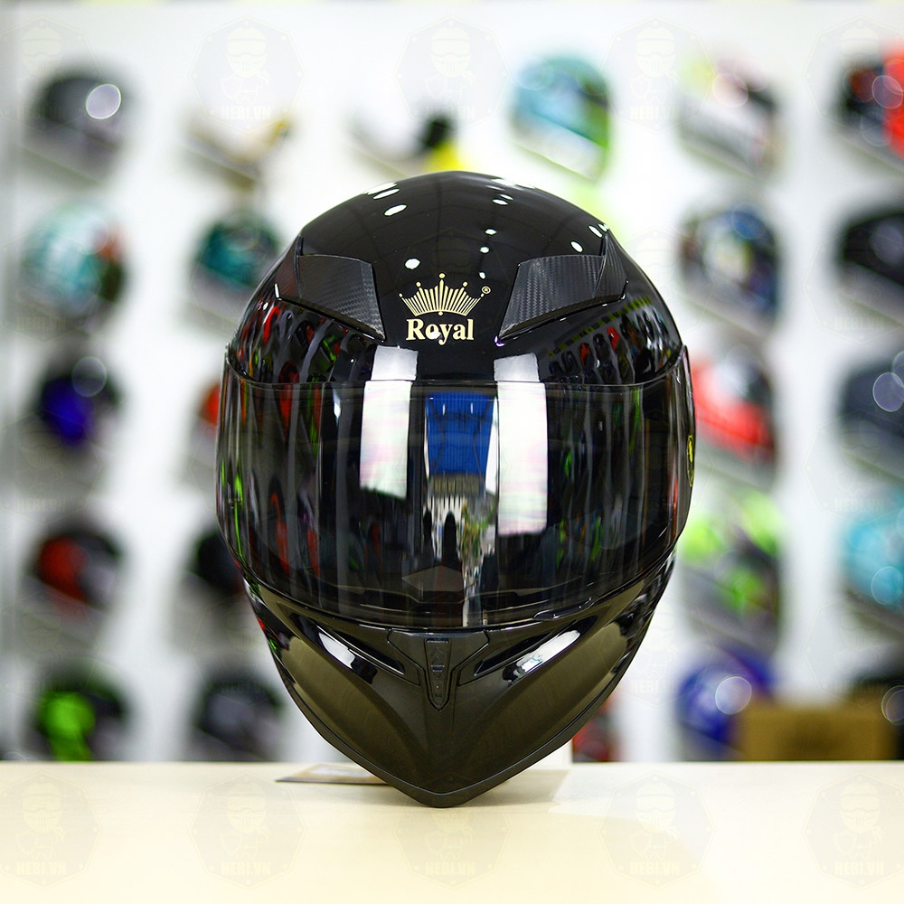 Mũ bảo hiểm fullface đen bóng thương hiệu Royal M138B - Hàng chính hãng