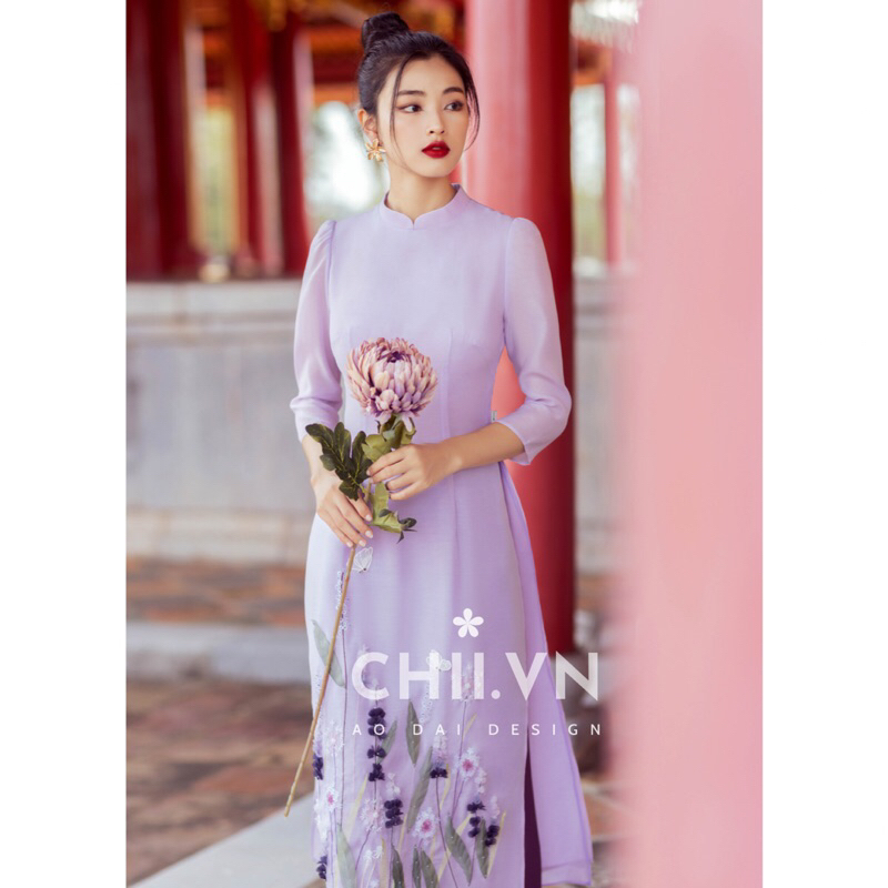 Áo Dài Cách Tân Vai Bồng Đính Kết Cao Cấp