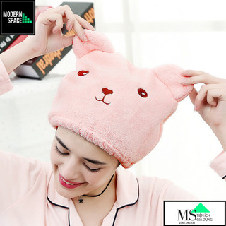 Mũ tắm trùm đầu hình gấu gd-189- khăn tắm trùm đầu ủ tóc