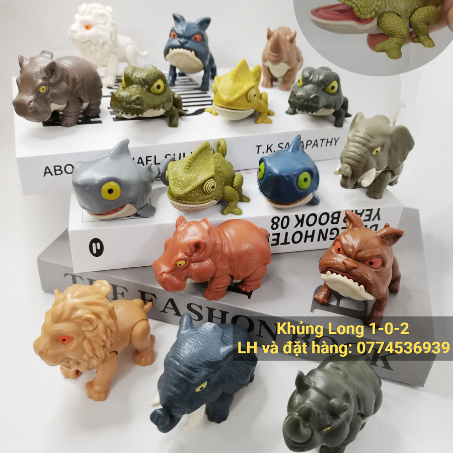 Đồ Chơi Động Vật Voi Xanh Dương Mô Hình Bằng Nhựa Hàm Có Lò Xo Vui Nhộn