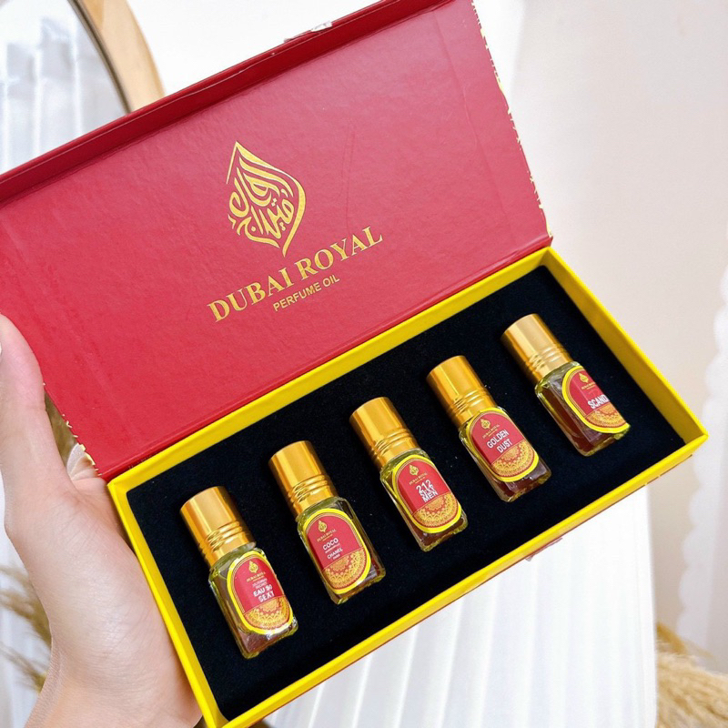 SET 5 CHAI Hàng bên mình chất bao thơm nha .DuBai perfume oiliHOA VĂN DẬP NỔI