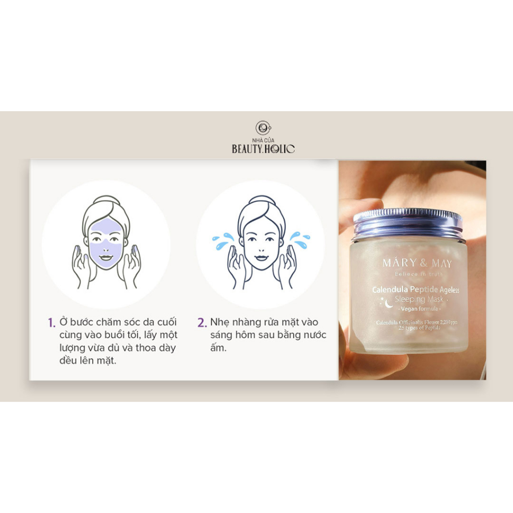 Mặt nạ ngủ Mary&amp;May Calendula Peptide Ageless Sleeping Mask