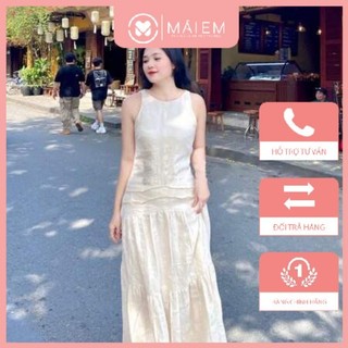 Đầm nữ chất linen bột mềm mịn, thoáng mát thời trang nữ đẹp Mái Em _A5045