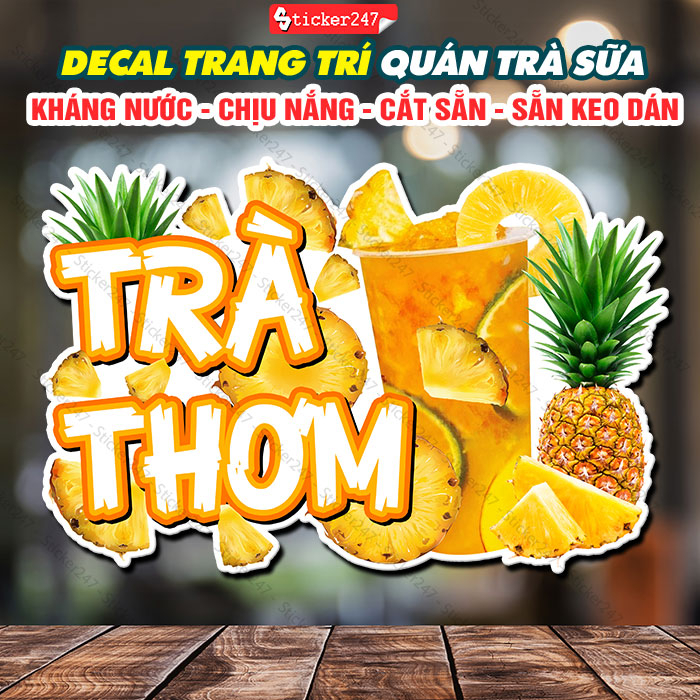 Decal Trang Trí Trà Thơm 🌈 Hình Dán Decor Trang Trí Quán Trà Sữa, Cà Phê - Decal Dán Tường Chống Nước