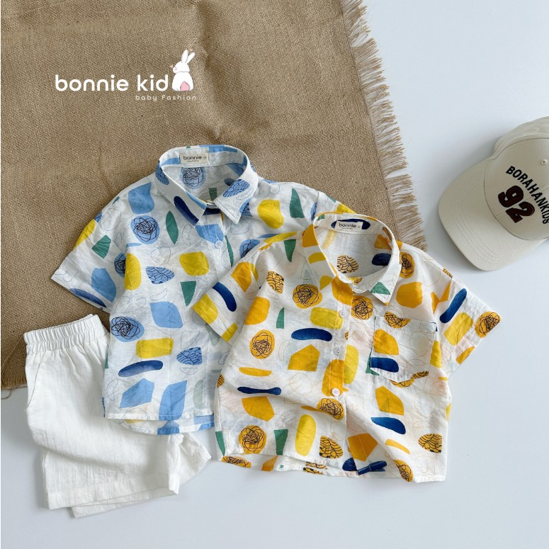 Bộ sơ mi đi biển in hoạ tiết cộc tay Bonnie cho bé trai