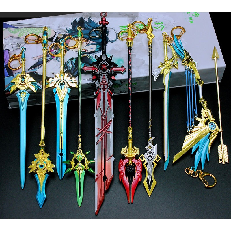 Đạo cụ mô hình Cosplay móc khóa Vũ Khí Genshin Impact bằng titan đầy đủ mẫu mã