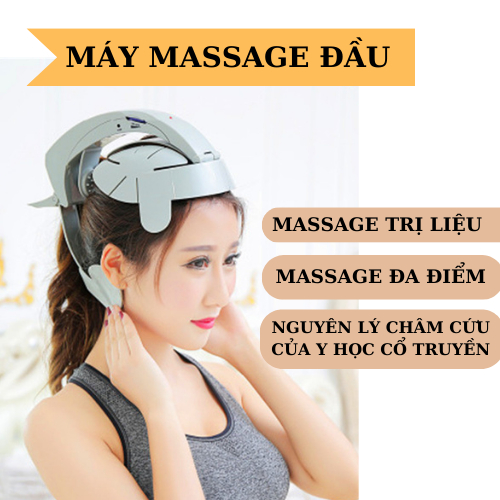 Máy massage đầu, mũ massage giúp giảm căng thẳng mệt mỏi lưu thông khi huyết