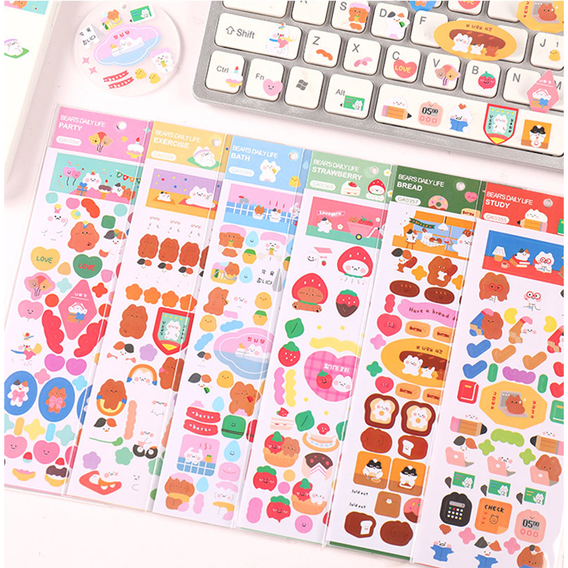 Zanmo tấm hình dán sticker gấu thỏ dễ thương phong cách hàn quốc