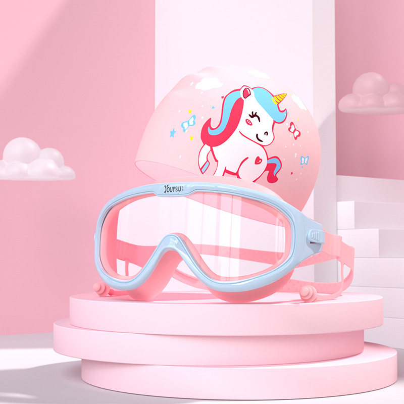 Combo kính bơi và mũ bơi trẻ em nhãn hiệu Youyou dùng cho cả bé trai và bé gái KB-008i