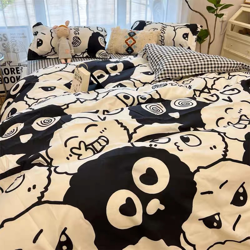 Bộ 4 món ga gối và vỏ chăn Cotton Poly nhập khẩu mẫu ICon Cute