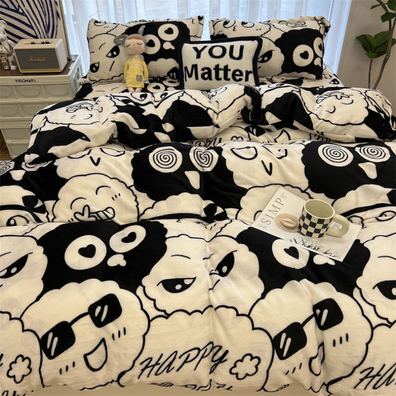 Bộ 4 món ga gối và vỏ chăn Cotton Poly nhập khẩu mẫu ICon Cute