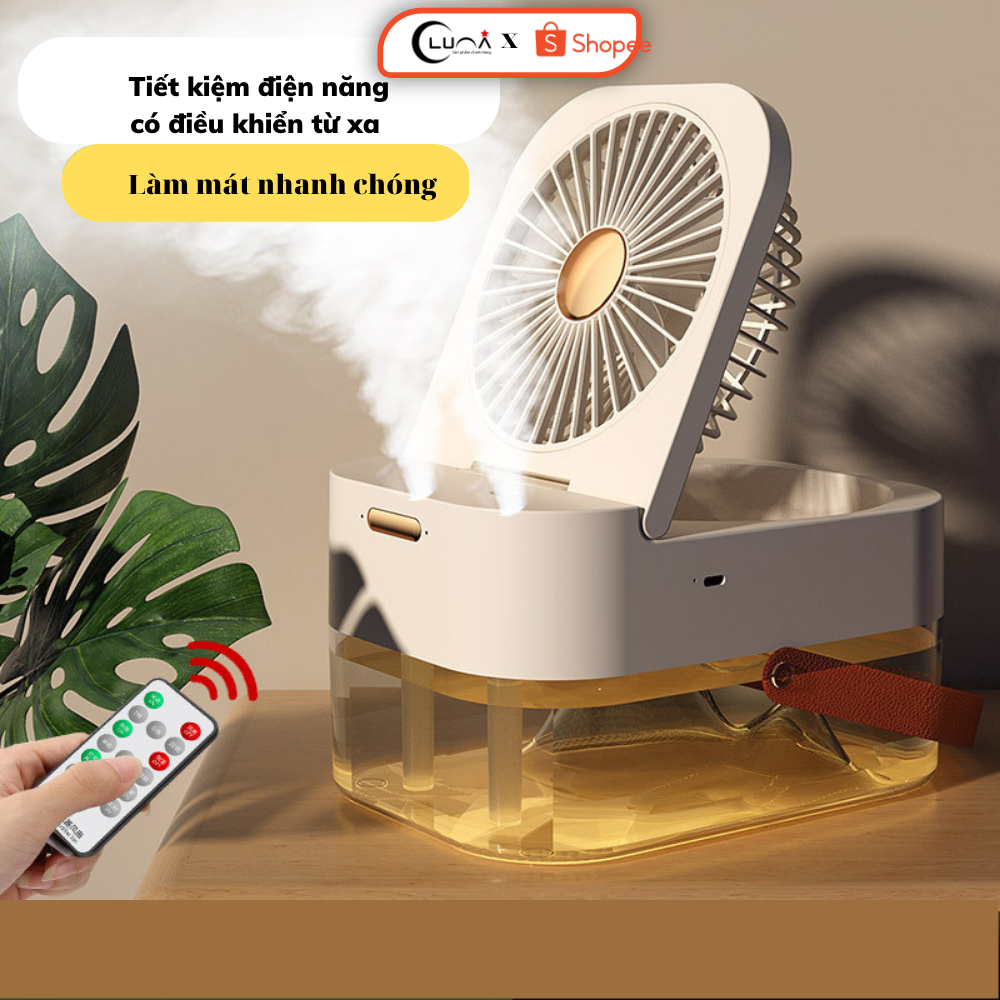 Quạt phun sương để bàn dung tích lớn 2,5L tích hợp đèn LED kèm điều khiển, chế độ hẹn giờ, công suất lớn