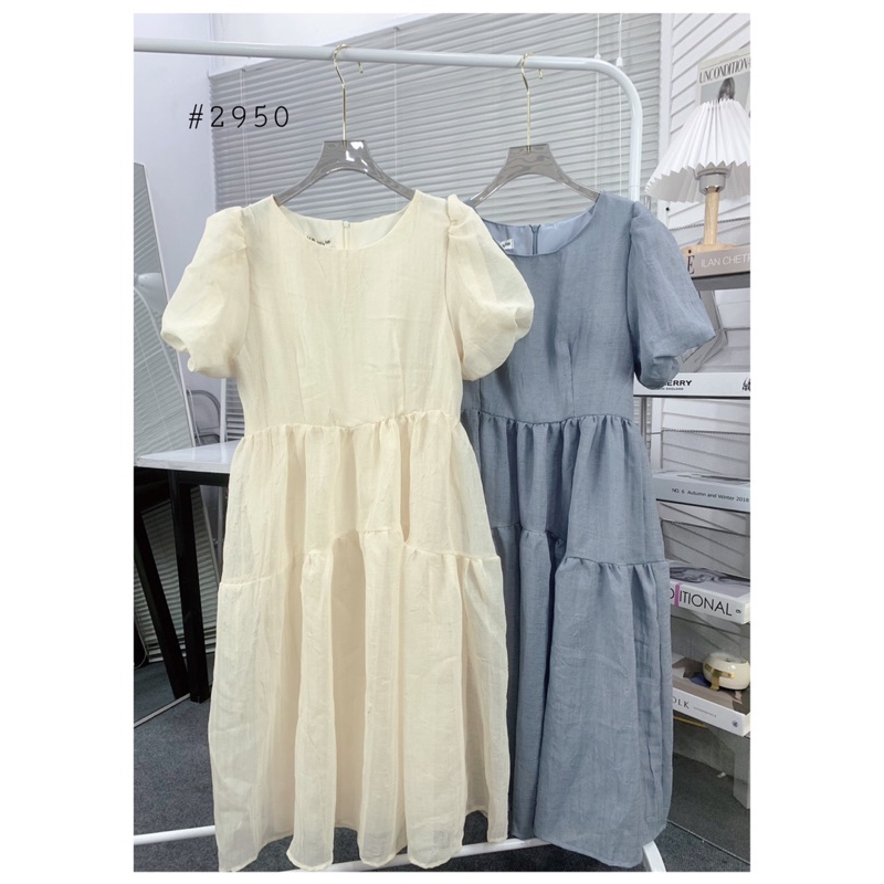 Váy Voan Tơ Tay Bồng Dáng Dài 2 Lớp Tiểu Thư_Haan.closet