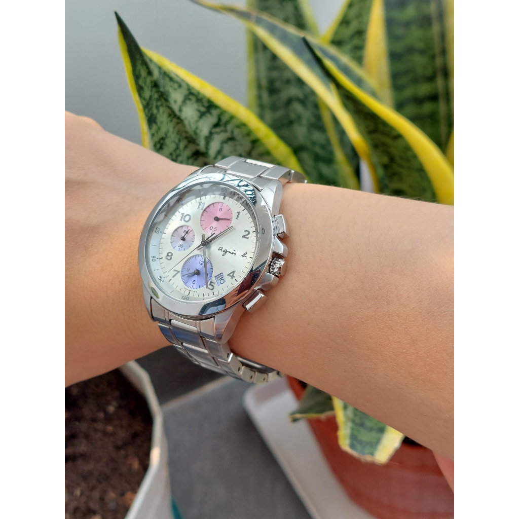 Đồng hồ nam Again 6 kim mặt trắng chạy pin hàng Si