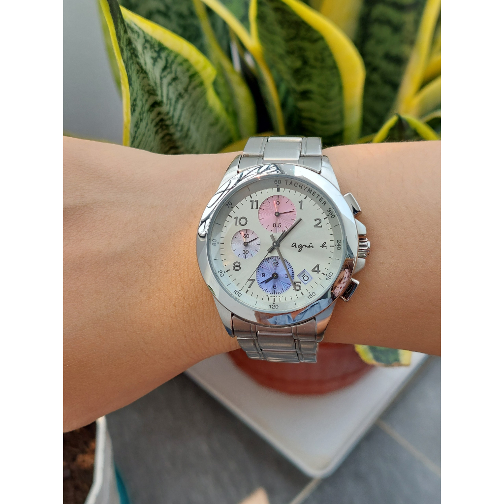 Đồng hồ nam Again 6 kim mặt trắng chạy pin hàng Si