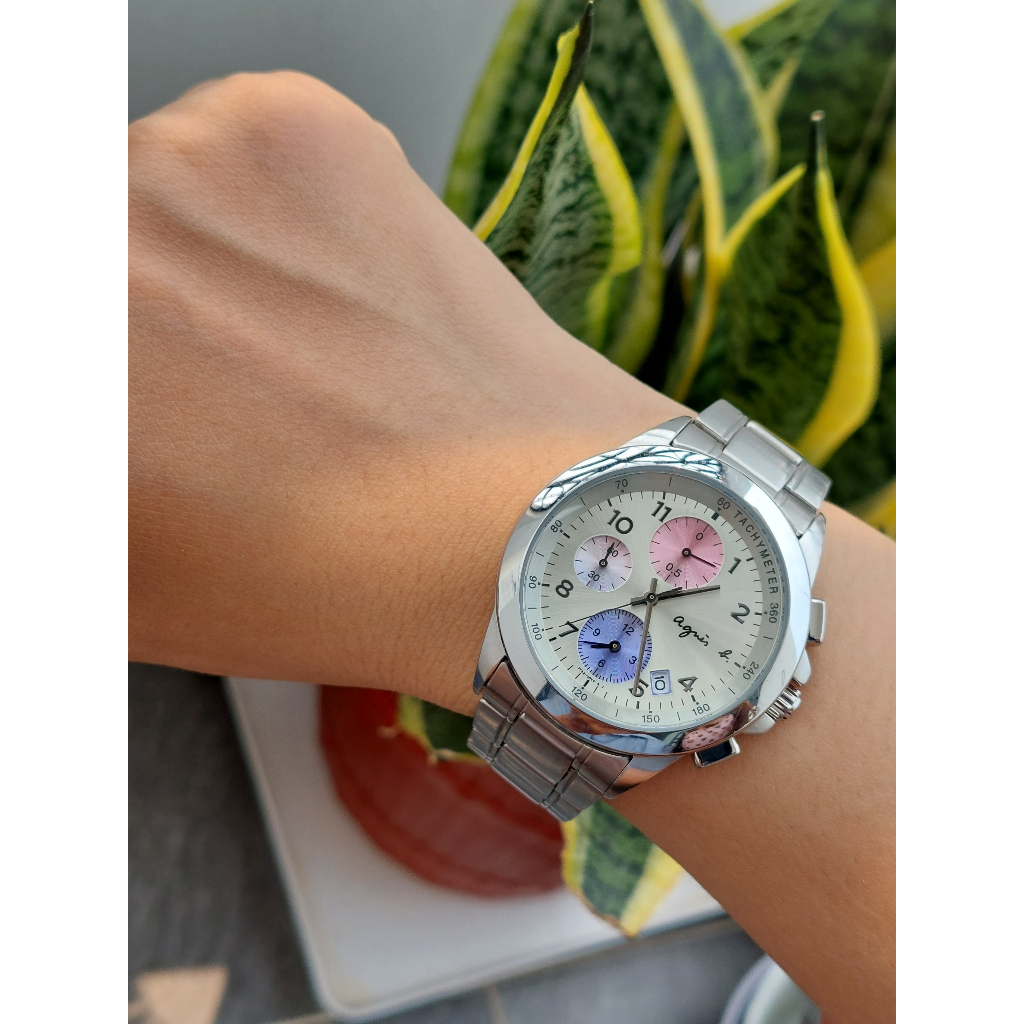 Đồng hồ nam Again 6 kim mặt trắng chạy pin hàng Si