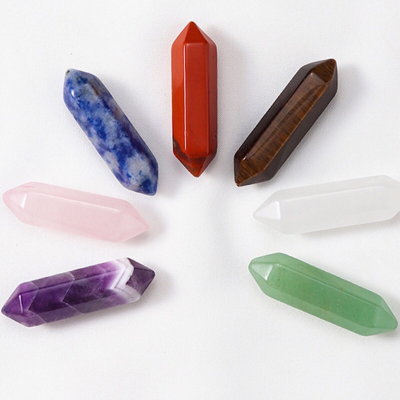 Đá thanh tẩy 2 đầu lục giác Reiki 3 cm, trang trí đẹp