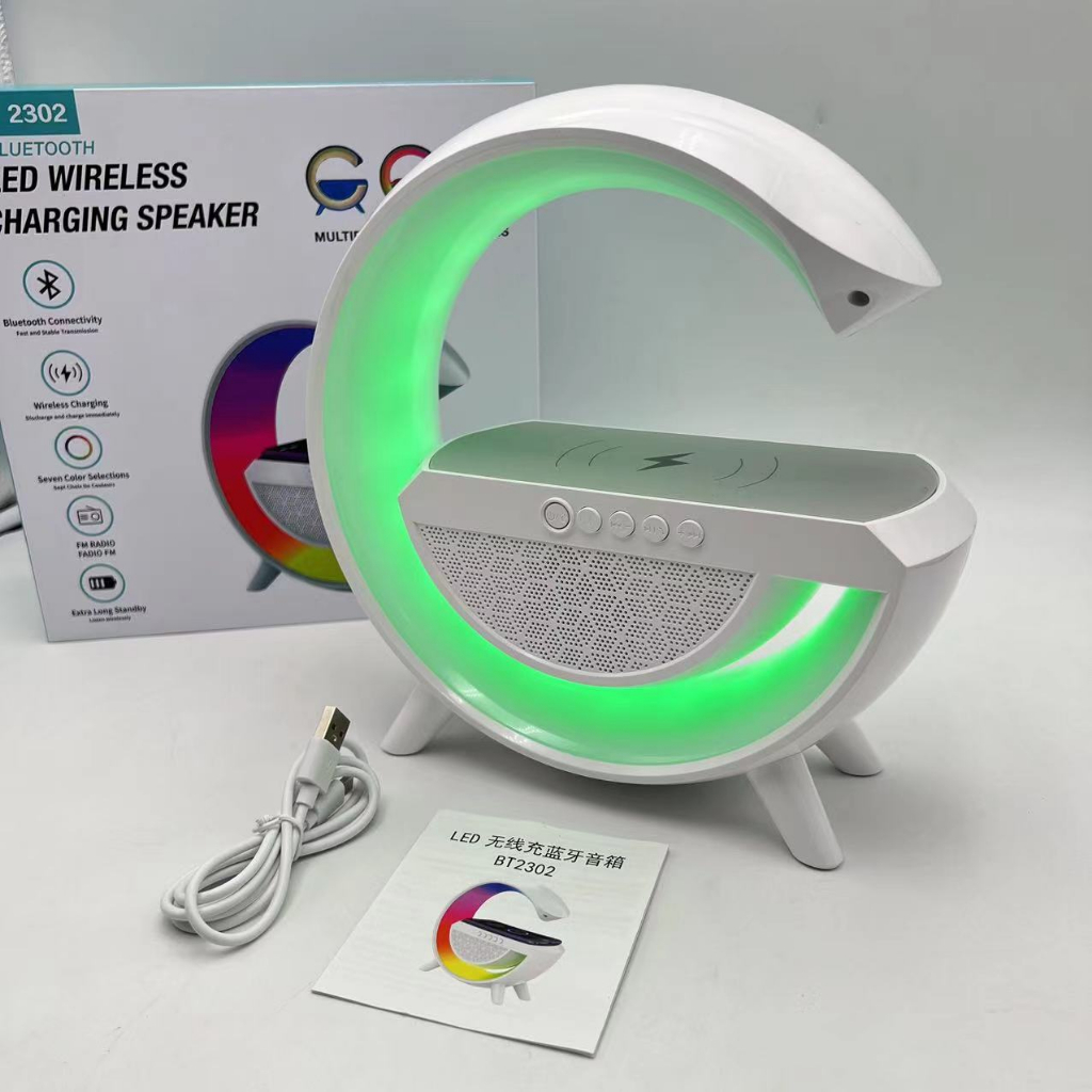 Loa bluetooth đèn LED RGB 7 màu có sạc không dây đa năng để bàn trang trí