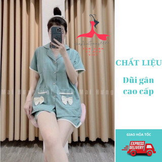 Bộ quần áo pijama nữ đũi gân cao cấp đùi mát mẻ mùa hè, đồ mặc nhà đẹp, dễ thương-shopthoitrang8888