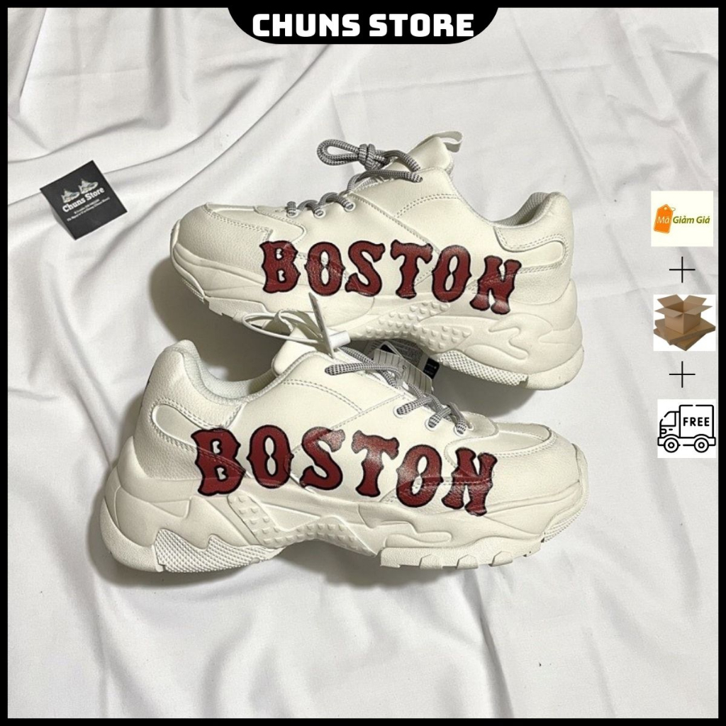 giày thể thao MLB boston trắng chữ đỏ cao cấp giày MIB full box bảo vệ