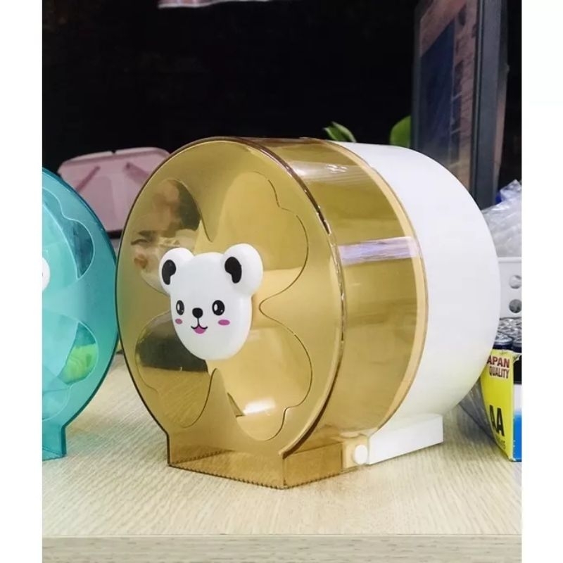 Hộp đựng cuộn giấy vệ sinh 12cm hình gấu trong suốt dán tường
