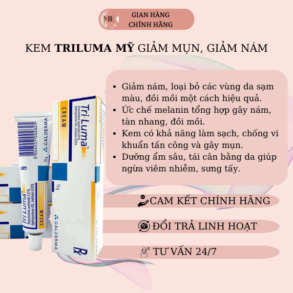 Kem Triluma Mỹ Hỗ Trợ Giảm Nám, Tàn Nhang, Sáng Da Chống Lão Hoá
