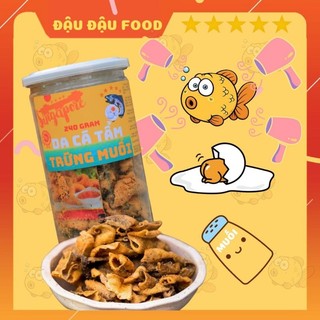 Da cá tẩm trứng muối hũ 240gr da cá hồi sấy mix trứng muối giòn rụm thơm đậm vị Đậu Đậu food Vị ngon trên từng ngón tay