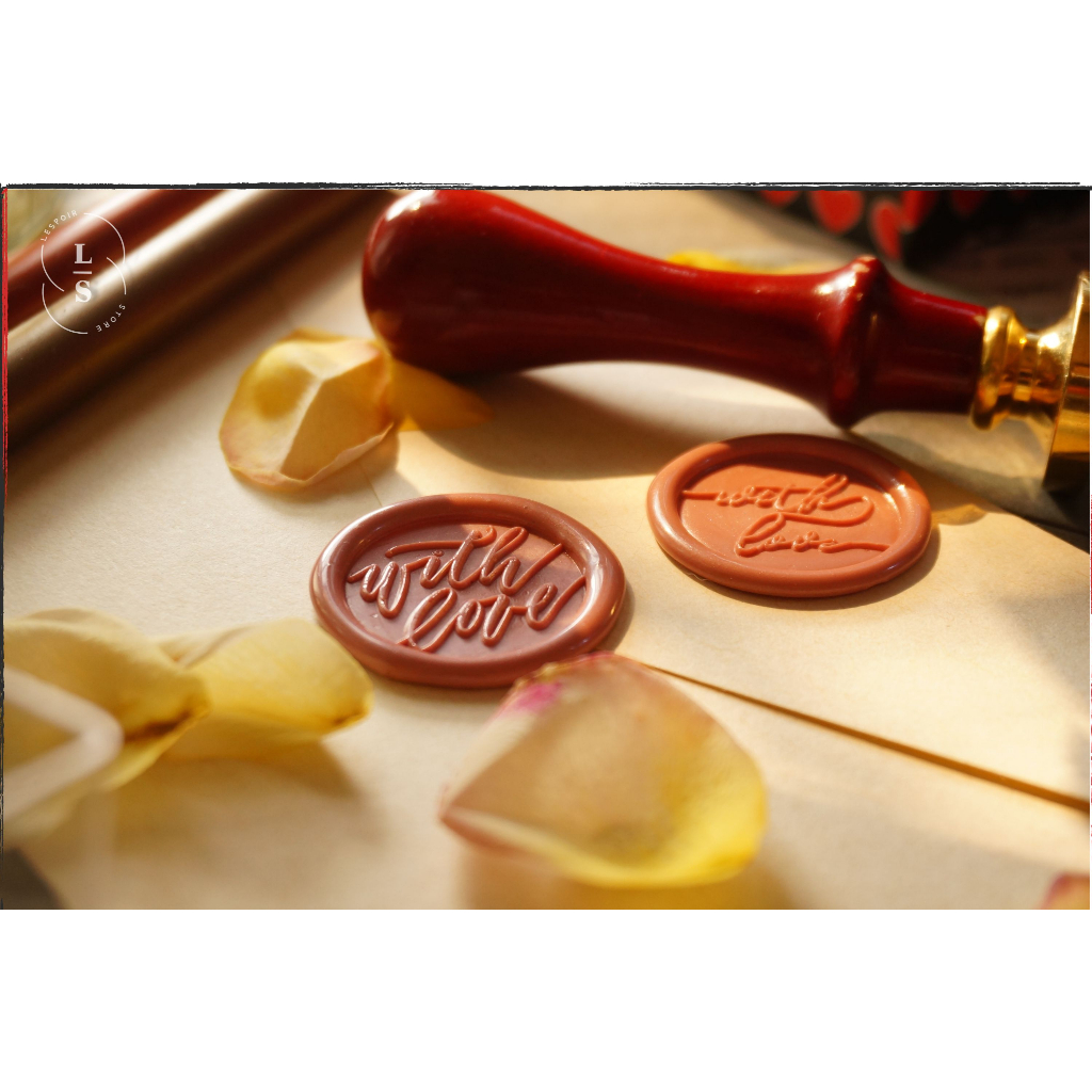Tem sáp thành phẩm mẫu withlove màu sáp hồng dùng cho thiệp, bao thư, trang trí,...