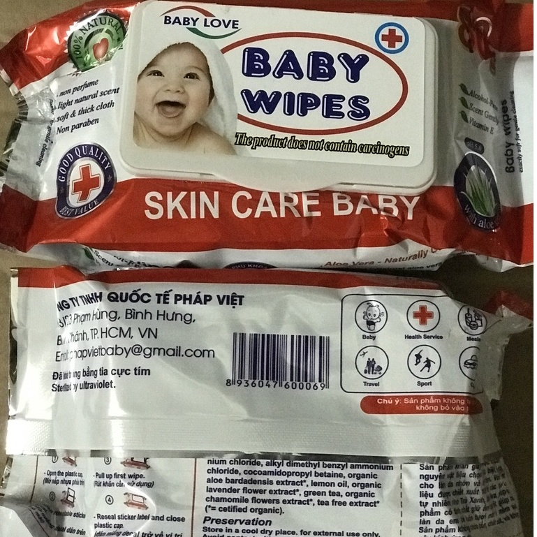 Khăn giấy ướt Baby Wipes không mùi không cồn gói 80g date mới nhất