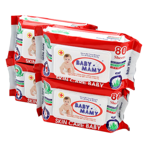 Khăn giấy ướt Baby Wipes không mùi không cồn gói 80g date mới nhất