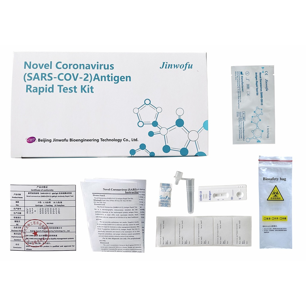 COMBO Một hộp 25 bộ Kit Test Nhanh tại nhà Covid Novel Coronavirus Jinwofu được bộ y tế cấp phép.