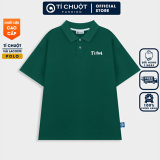 Áo polo nam nữ trơn màu rêu local brand Ti:out, Áo polo basic unisex tay lỡ form rộng - Tí Chuột Studio