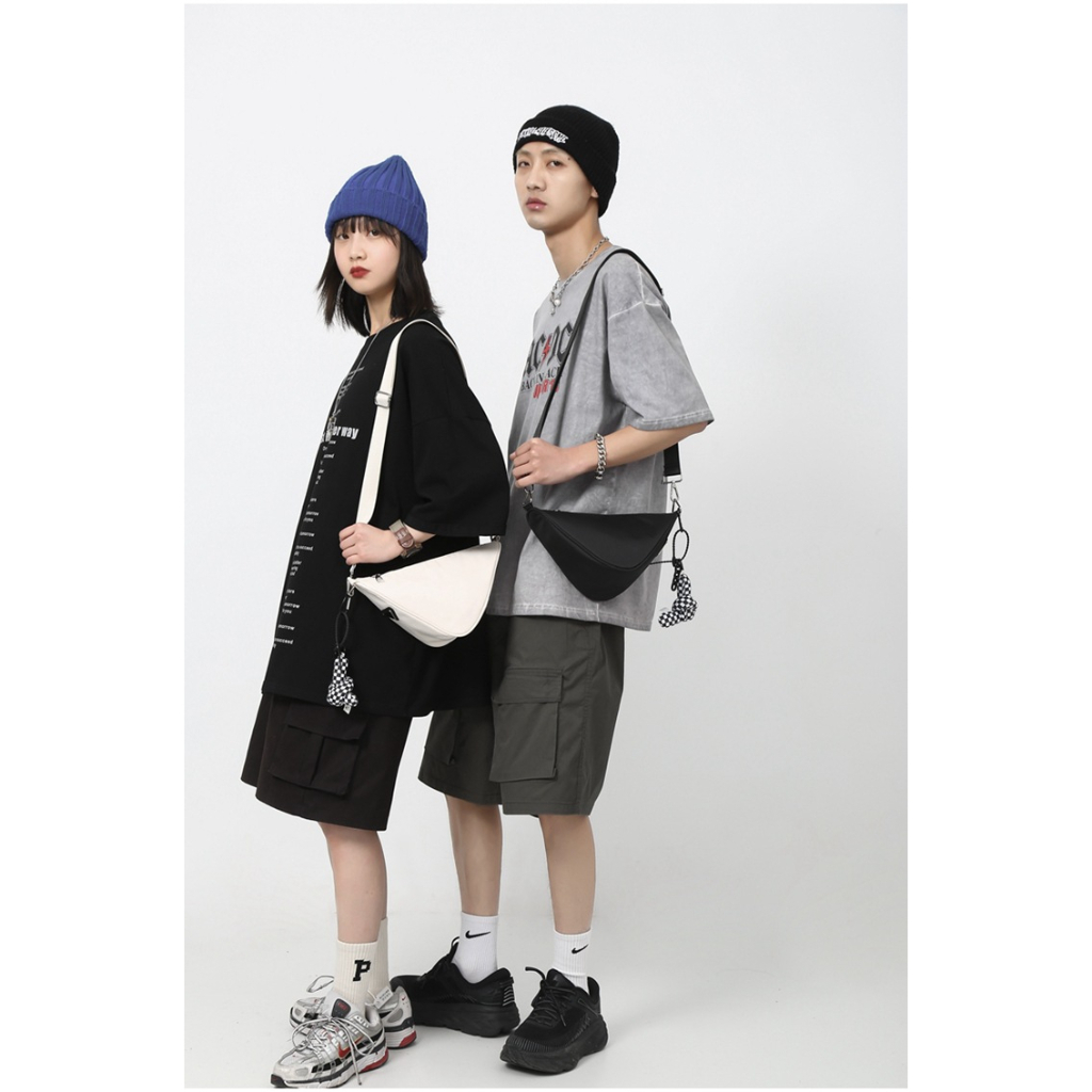 Túi hộp đeo chéo mini unisex nam nữ hình quả ấu màu vàng xanh siêu độc lạ cá tính, chất vải dù chống nước