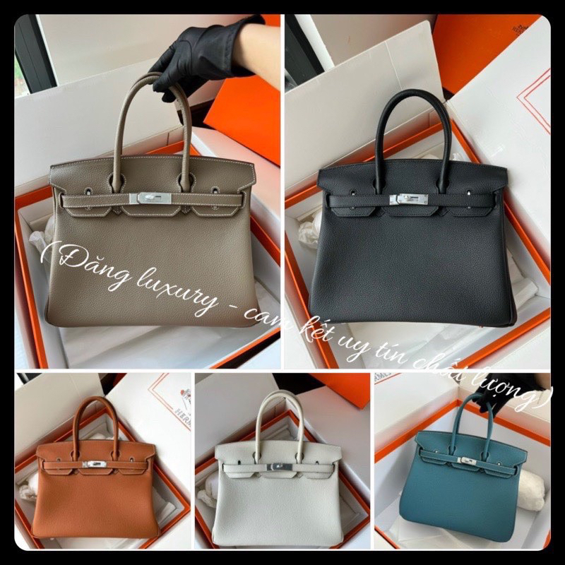 ✅Túi BRIKIN NGUYÊN BẢN TAG BẠC & TAG VÀNG - Size 25 & 30cm - Da togo nhập khẩu [Fullbox]