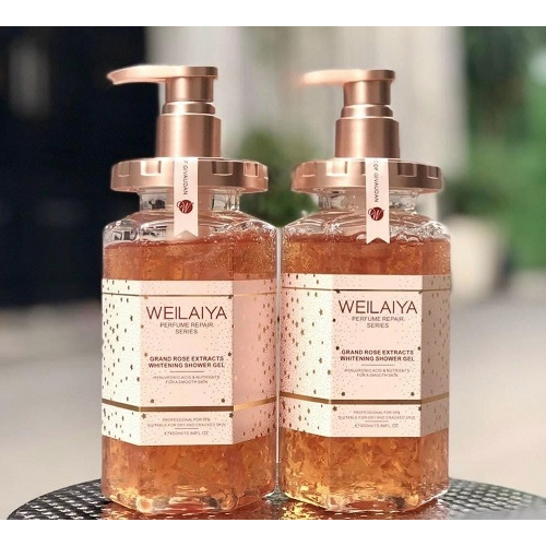 Sữa tắm hoa hồng Damask Weilaiya, hương nước hoa làm sạch cấp ẩm cho da, chai 450ml