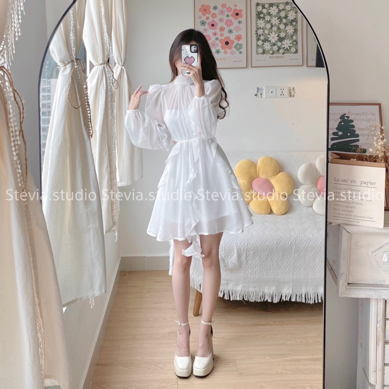 Stevia.studio - Váy voan organza cutout eo - 3 size Xs, S, M