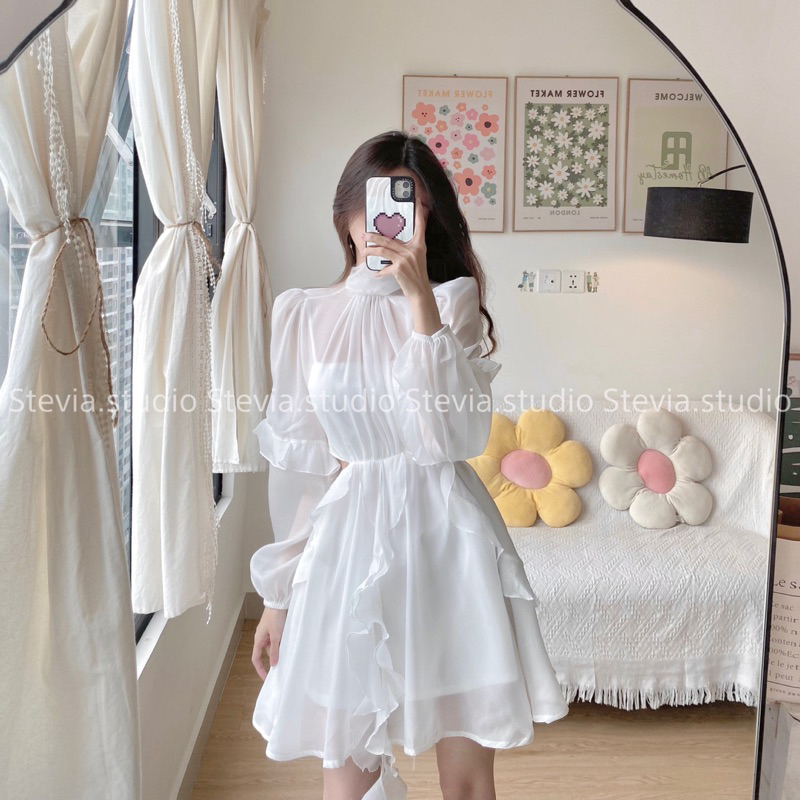 Stevia.studio - Váy voan organza cutout eo - 3 size Xs, S, M