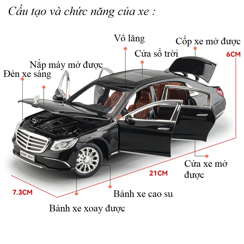 Xe mô hình ô tô MERCEDES BENZ E300 ĐỒ chơi trẻ em bằng sắt tỉ lệ 1:24 có âm thanh và đèn mở các cửa xe