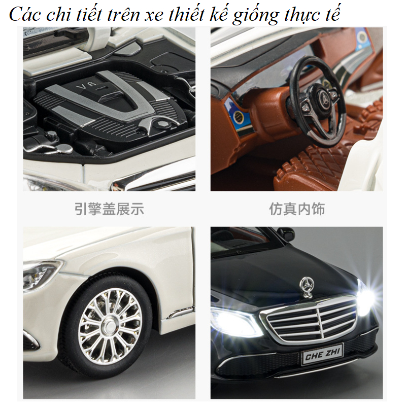 Xe mô hình ô tô MERCEDES BENZ E300 ĐỒ chơi trẻ em bằng sắt tỉ lệ 1:24 có âm thanh và đèn mở các cửa xe