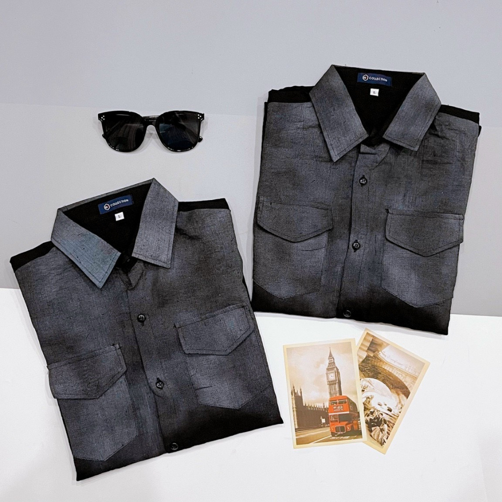 HCM ÁO SƠ MI NAM TAY NGẮN VẢI ĐŨI LOANG HOTTREND 1986